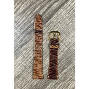 Vtg Speidel Men’s Genuine Lizard Grain Watch Band Brown/Cognac 19mm Germany